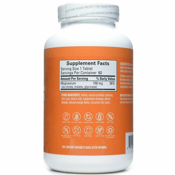 BrainMD Magnesium Chewables 60 chewables supplement facts label