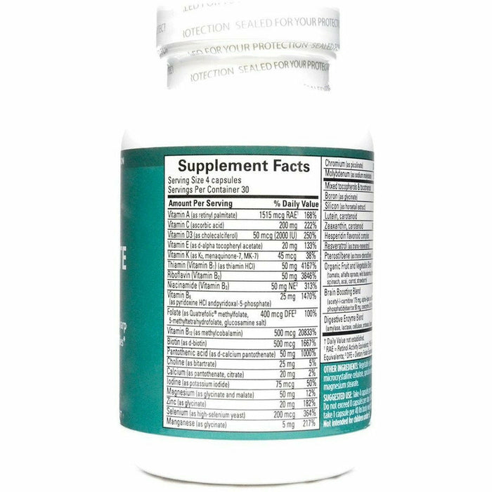 BrainMD NeuroVite Plus 120 capsules supplement facts label