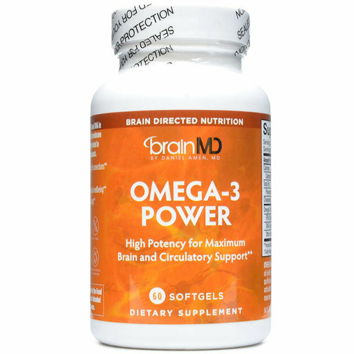 BrainMD Omega-3 Power, 60 softgels, front of bottle