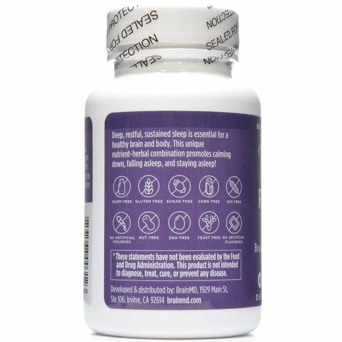BrainMD Restful Sleep 60 capsules label information panel