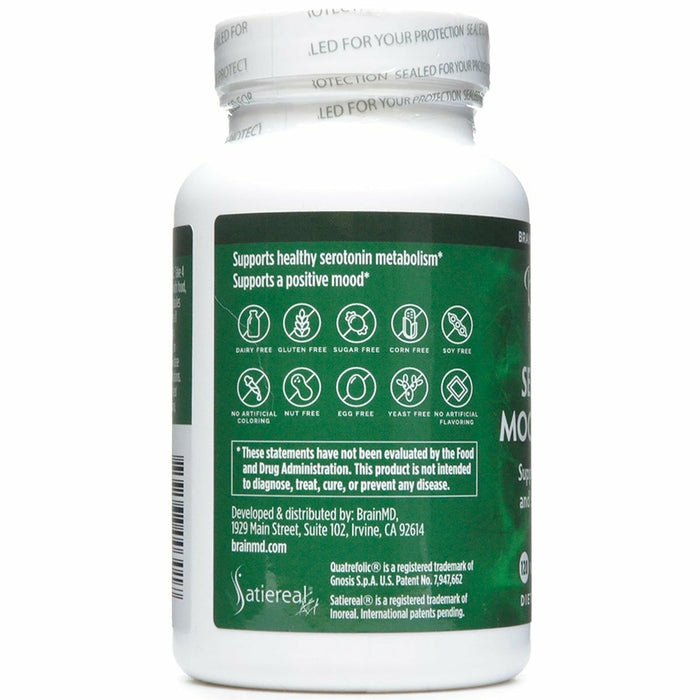 BrainMD Serotonin Mood Support 120 capsules label information panel