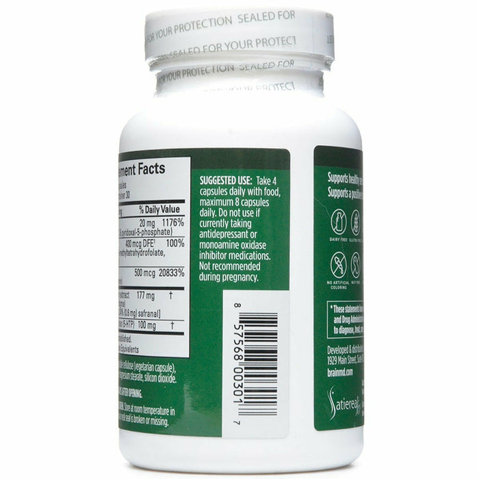 BrainMD Serotonin Mood Support 120 capsules suggested use label