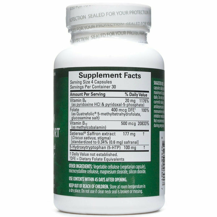 BrainMD Serotonin Mood Support 120 capsules supplement facts label