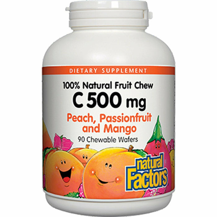 Natural Factors, C500mg Peach, Passionfruit, Mango 90 chews