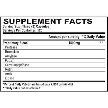 Supplement Facts, World Nutrition, Vitalzym Enzymes X 360 Vcaps