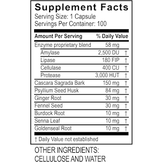 ReleaseZyme 100 caps by Transformation Enzyme Supplement Facts Label