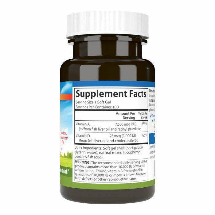 Carlson Labs A & D 25000 IU & 1000 IU 250 softgels supplement facts label