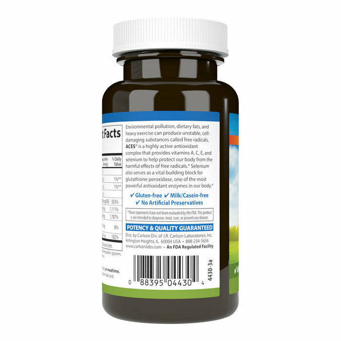 Carlson Labs ACES Antioxidant 200 softgels back label