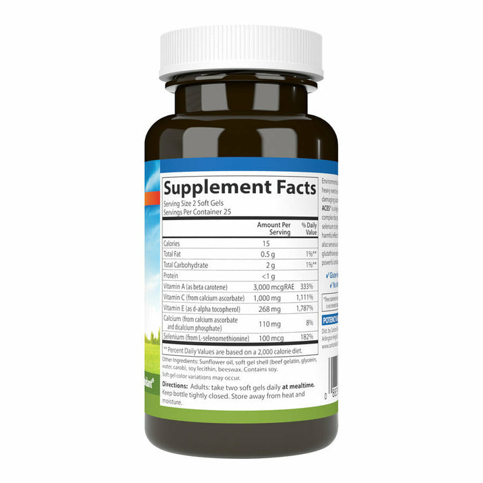 Carlson Labs ACES Antioxidant 200 softgels supplement facts label