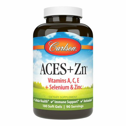 Carlson Labs ACES + Zn, 180 softgels, front of bottle