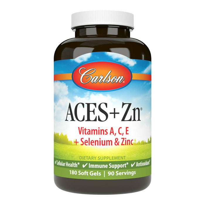 Carlson Labs ACES + Zn, 180 softgels, front of bottle