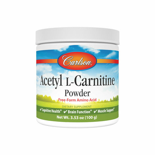 Carlson Labs Acetyl L-Carnitine Powder, 100 g, front of bottle