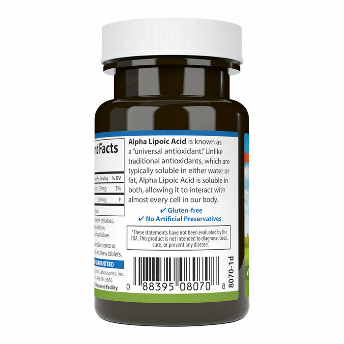 Carlson Labs Alpha Lipoic Acid 300 mg 90 tablets back label