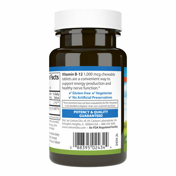 Carlson Labs B-12 1000 mcg 90 tablets back label