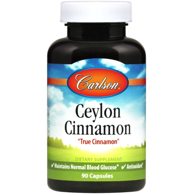Carlson Labs Ceylon Cinnamon 500 mg, 90 capsules, front of bottle