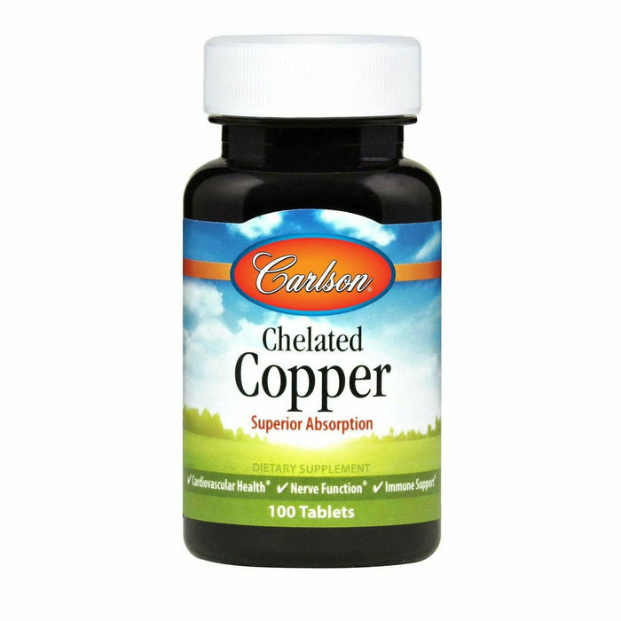 Carlson Labs Chelated Copper 5 mg, 100 tablets, front of bottle