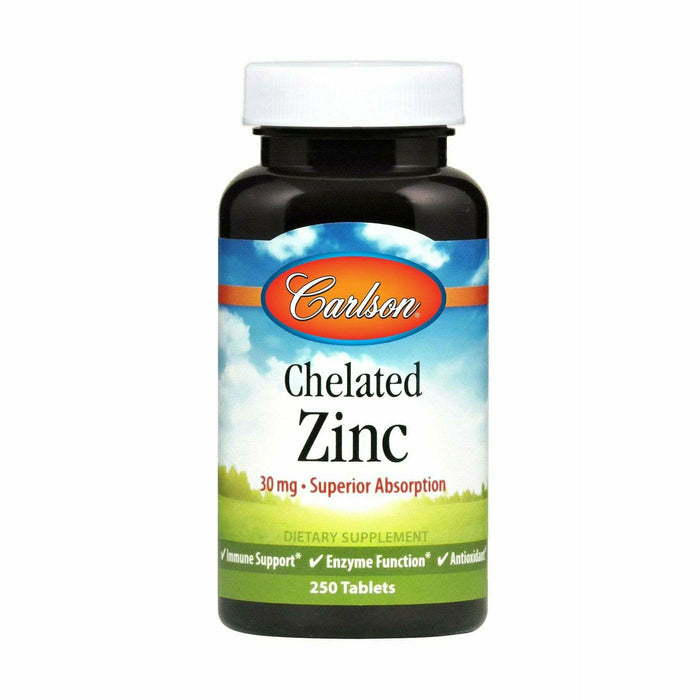 Carlson Labs Chelated Zinc 30 mg, 250 tablets, front of bottle