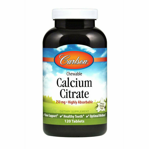 Carlson Labs Chewable Calcium 250 mg, 120 tablets, front of bottle