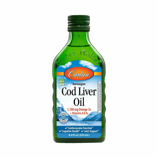 Carlson Labs Cod Liver Oil Liquid, 250 mL, front of bottle