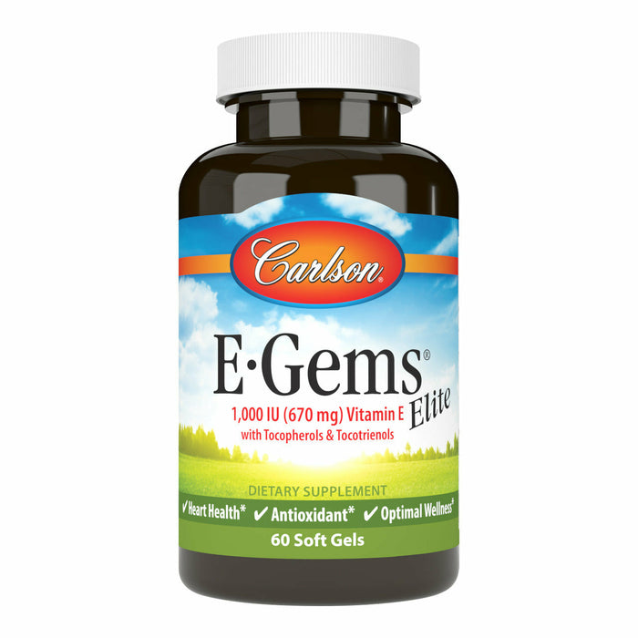 Carlson Labs E-Gems Elite 1000 IU, 60 softgels, front of bottle