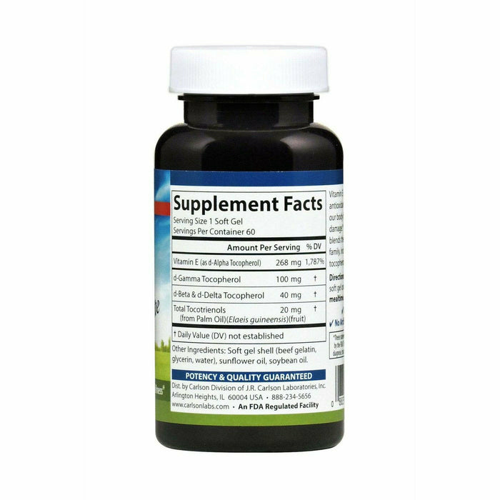 Carlson Labs EGems Elite 400 IU 60 softgels supplement facts label