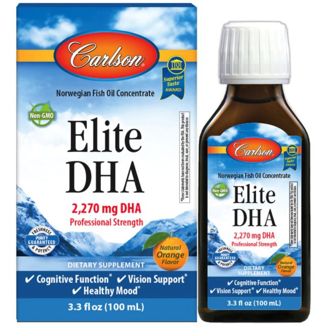 Carlson Labs Elite DHA 2,270 mg, 100 mL, front of box