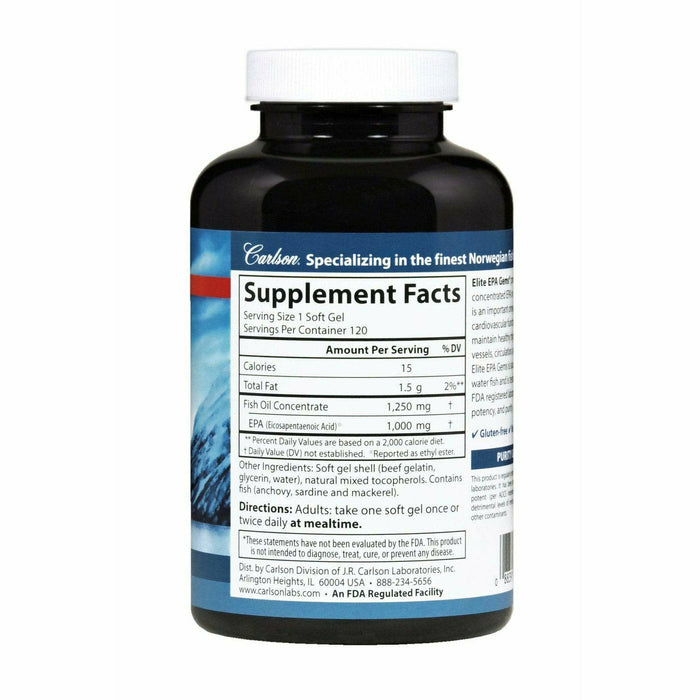 Carlson Labs EPA Gems 120 softgels supplement facts label