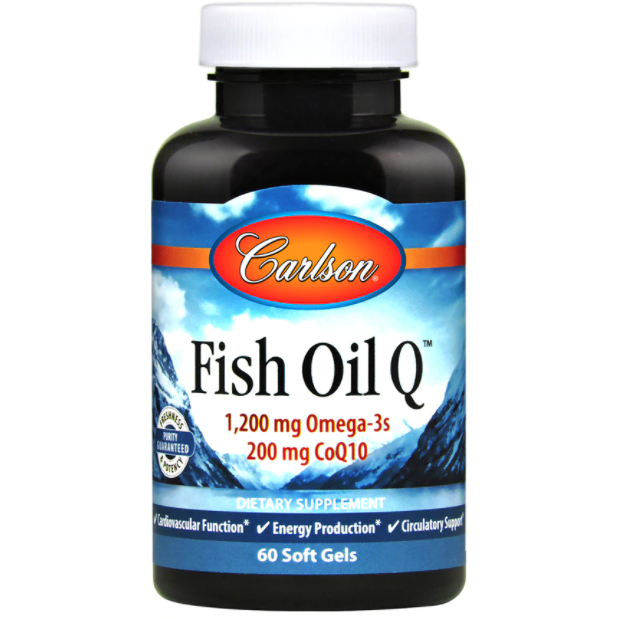 Carlson Labs Fish Oil Q, 60 softgels, front of bottle