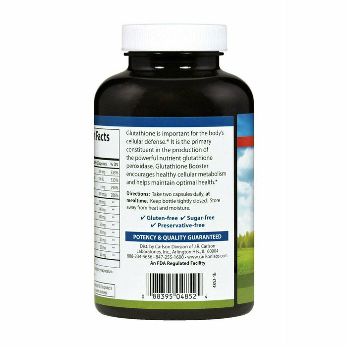 Carlson Labs Glutathione Booster 180 capsules suggested use label