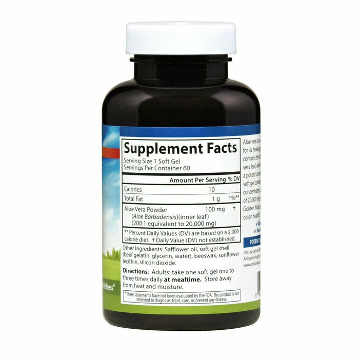 Carlson Labs Golden Aloe 60 softgels supplement facts label