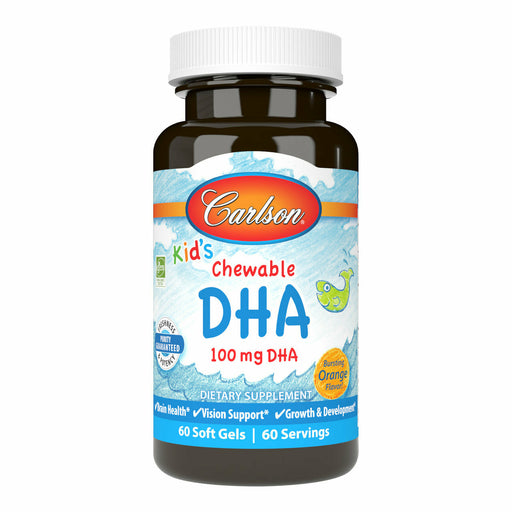 Carlson Labs Kid's Chewable DHA Orange, 60 softgels, front of bottle