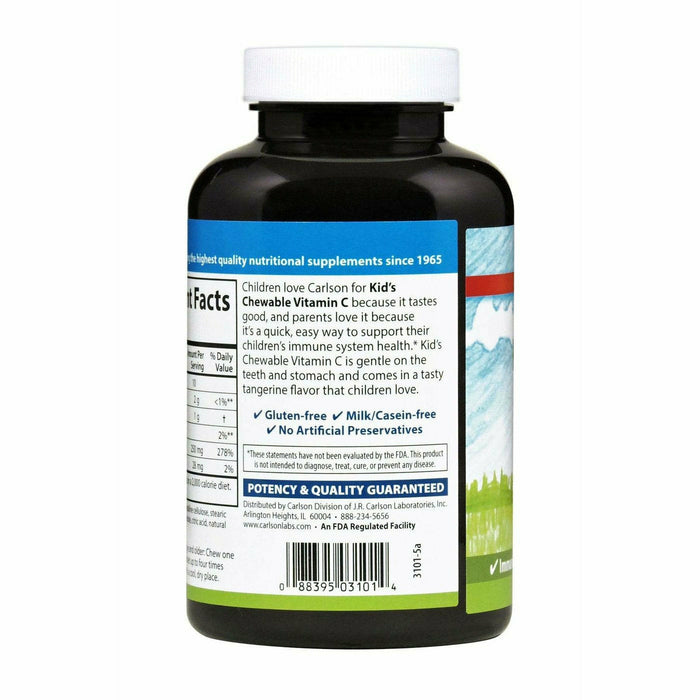 Carlson Labs Kid's Chewable Vitamin C 250 mg 120 chewable tablets suggested use label