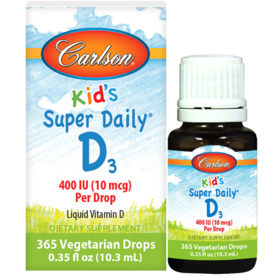 Carlson Labs Kid's Super Daily D3 400 IU, 0.35 fl oz, front of box