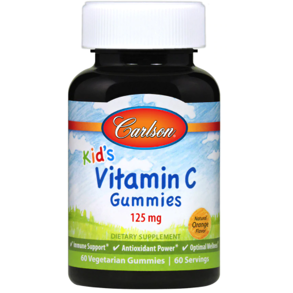Carlson Labs Kid's Vitamin C Gummies 125 mg, 60 gummies, front of bottle