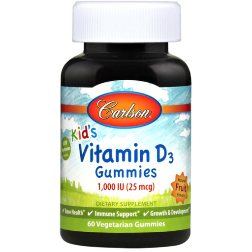 Carlson Labs Kid's Vitamin D3 Gummies 1000 IU, 60 gummies, front of bottle