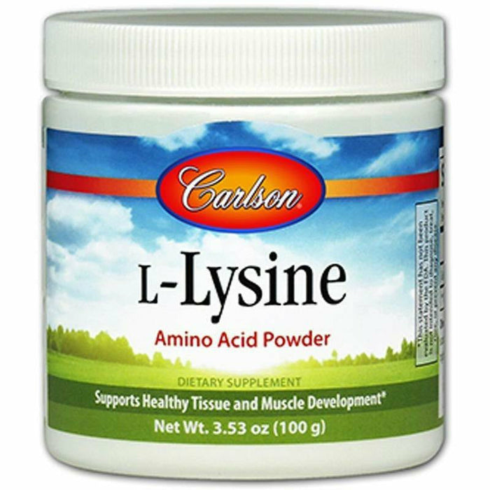 Carlson Labs L-Lysine Amino Acid Powder, 100 g, front of bottle