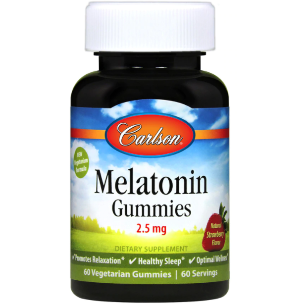 Carlson Labs Melatonin Gummies 2.5 mg, 60 gummies, front of bottle