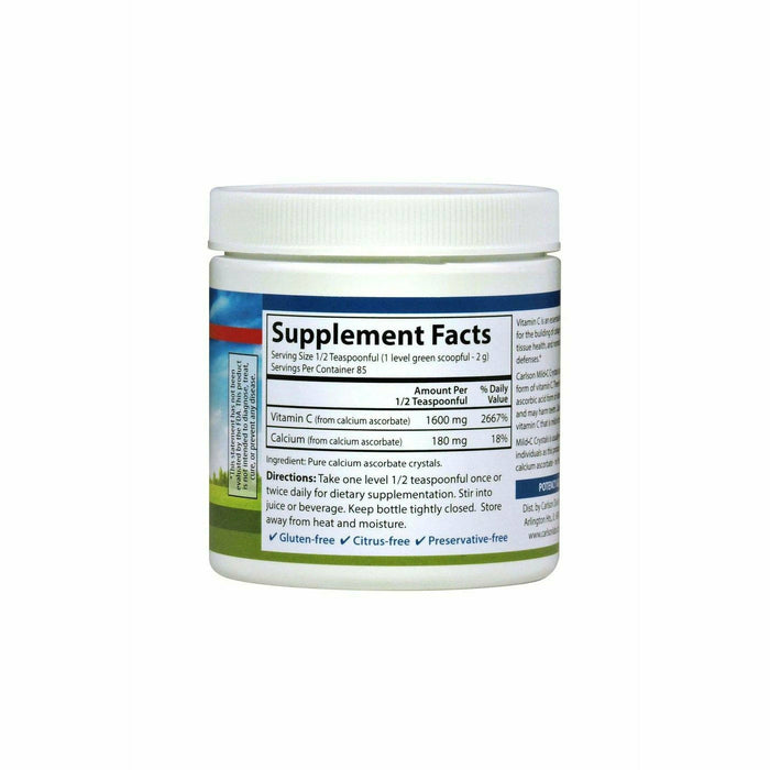 Carlson Labs Mild-C Crystals 6 oz supplement facts label