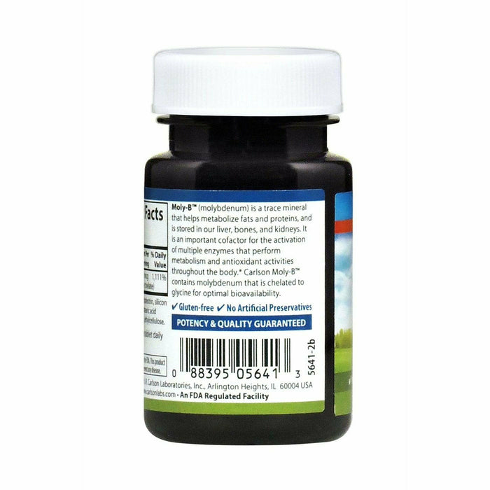 Carlson Labs Moly-B 500 mcg 100 tablets suggested use label