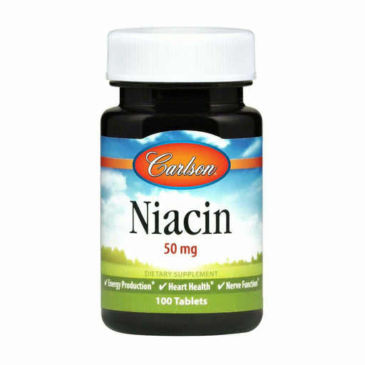 Carlson Labs Niacin 50 mg, 100 tablets, front of bottle