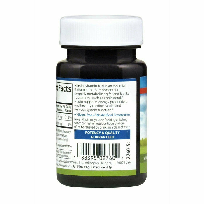 Carlson Labs Niacin 50 mg 100 tablets suggested use label