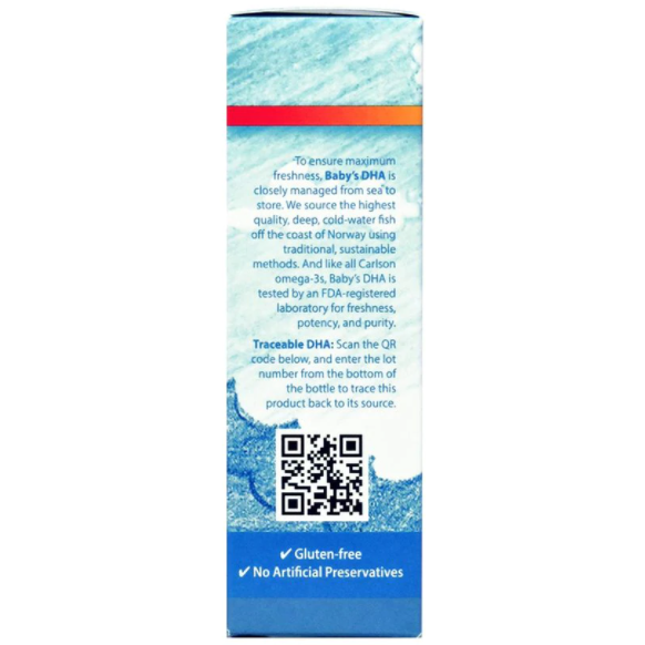 Carlson Labs Norwegian Baby's DHA 2 fl oz box side panel, second view
