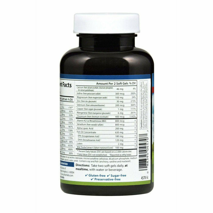 Carlson Labs Nutra Support Diabetes 60 softgels suggested use label