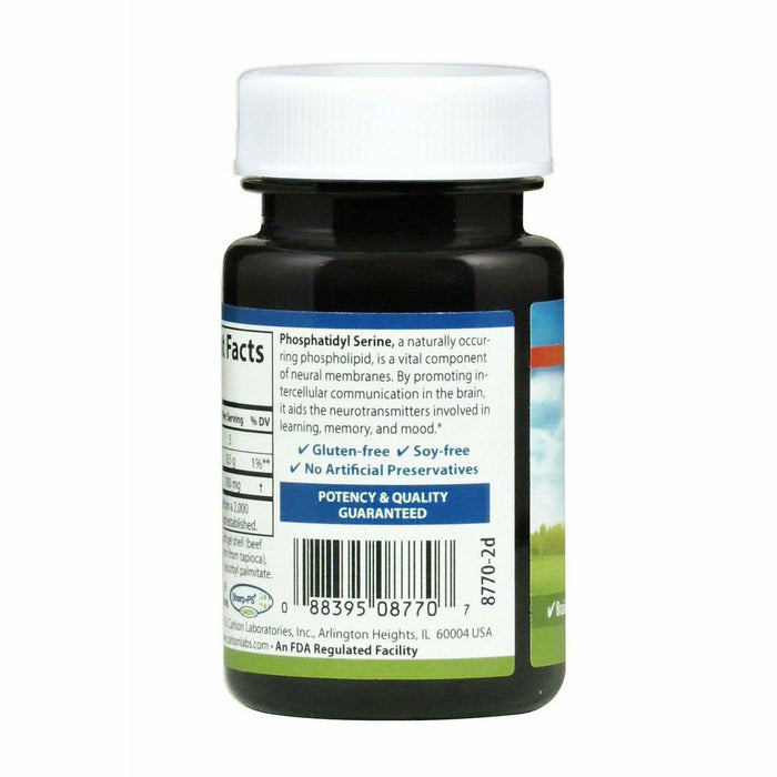 Carlson Labs Phosphatidyl Serine 100 mg 30 softgels suggested use label