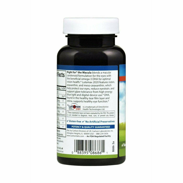 Carlson Labs Right for the Macula 60 softgels suggested use label