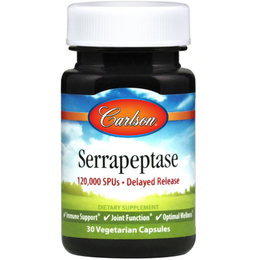 Carlson Labs Serrapeptase, 30 veg capsules, front of bottle