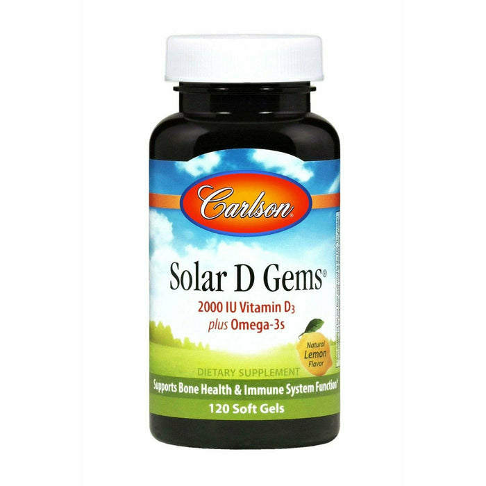 Carlson Labs Solar D Gems 2000 IU, 120 softgels, front of bottle