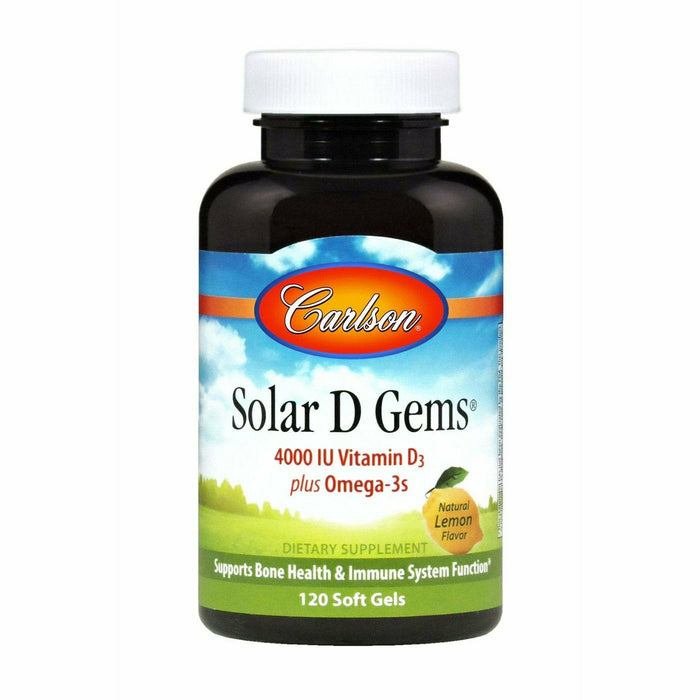 Carlson Labs Solar D Gems 4000 IU, 120 softgels, front of bottle