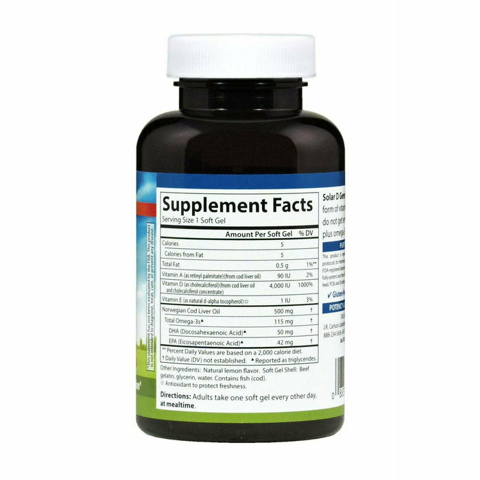Carlson Labs Solar D Gems 4000 IU 120 softgels supplement facts label