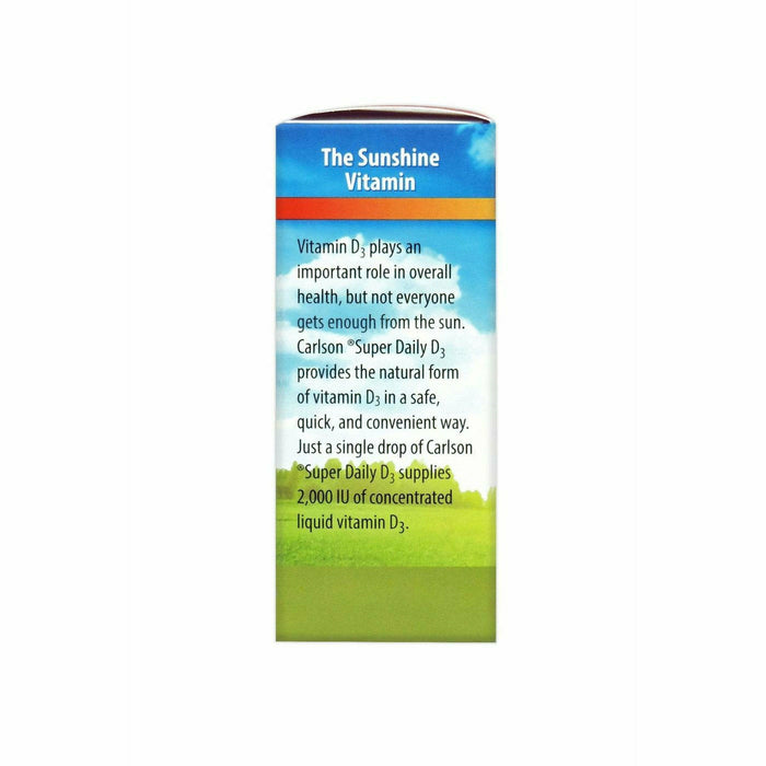 Carlson Labs Super Daily D3 0.37 fl oz box side panel